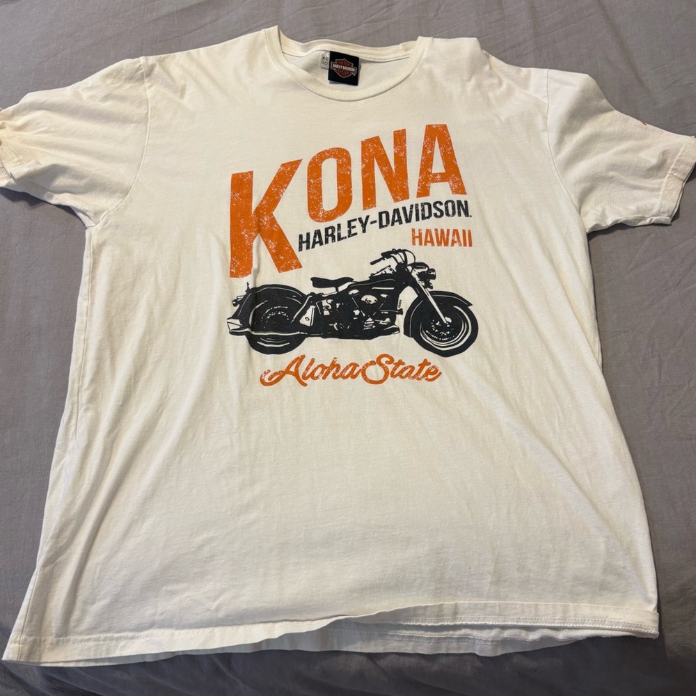 Harley-Davidson White Tee with Orange Graphic